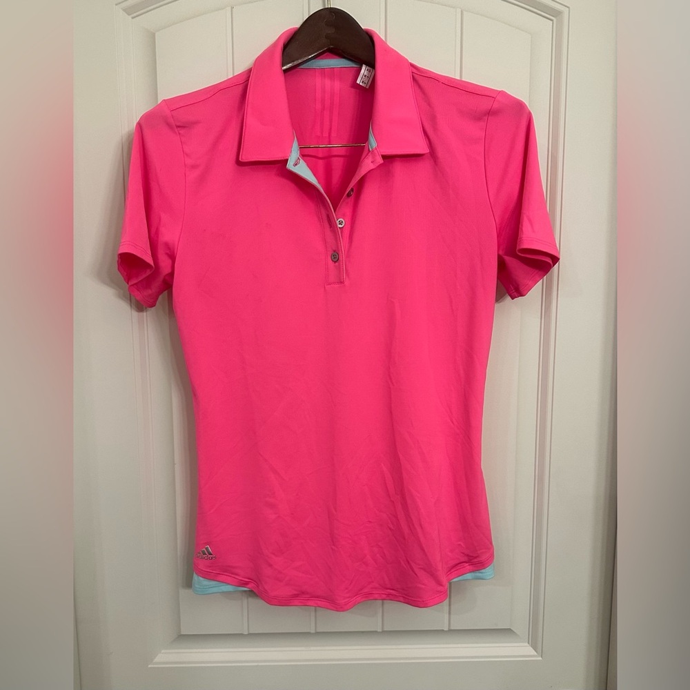 Adidas women’s pink golf polo. Medium